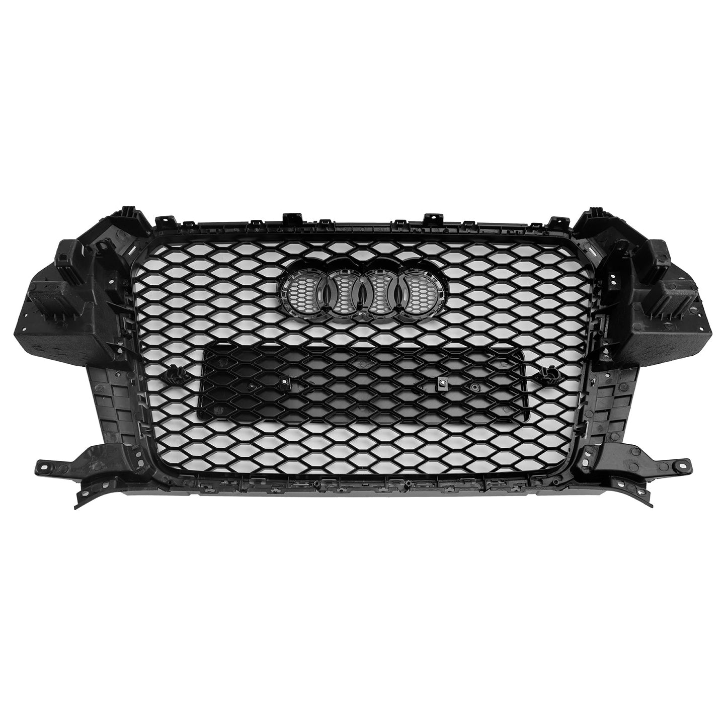 2011-2014 Audi Q3 RSQ3 Style Grille Gloss Black Front Bumper Honeycomb Mesh Grille With Ring Emblem