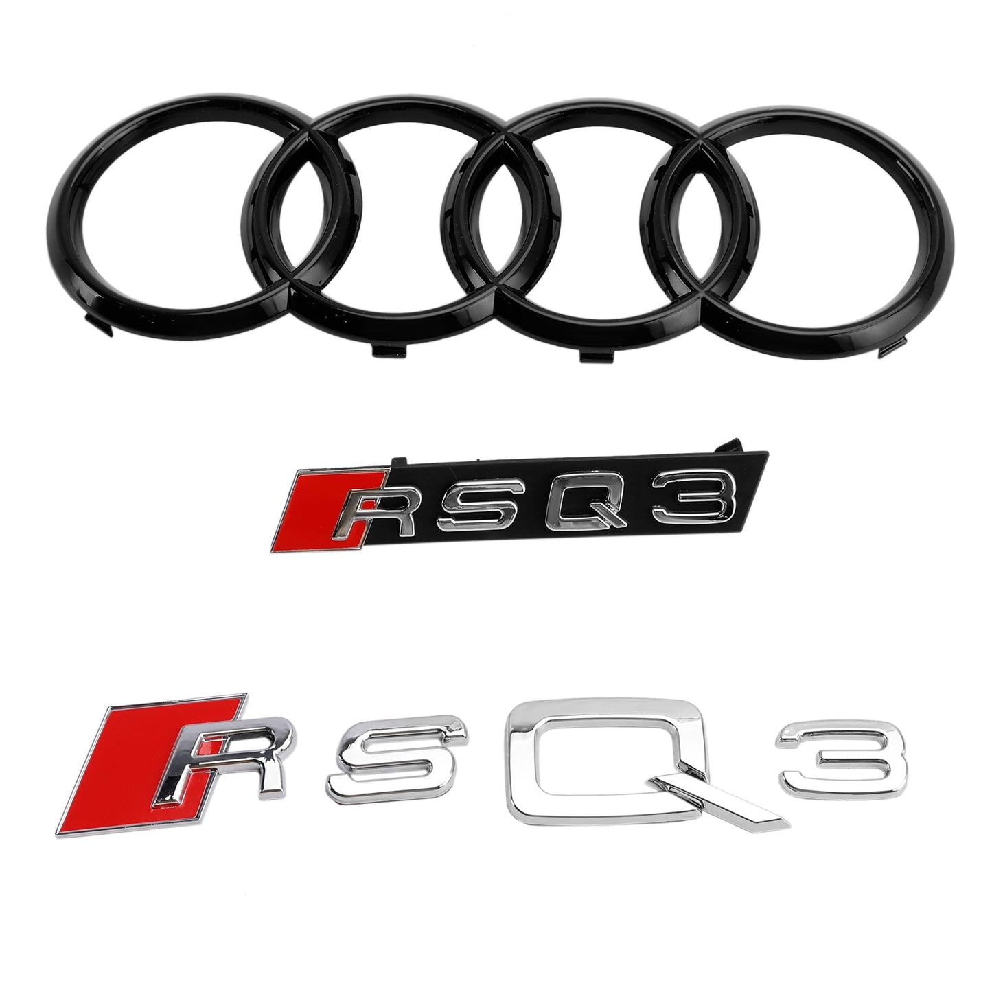 2011-2014 Audi Q3 RSQ3 Style Grille Gloss Black Front Bumper Honeycomb Mesh Grille With Ring Emblem