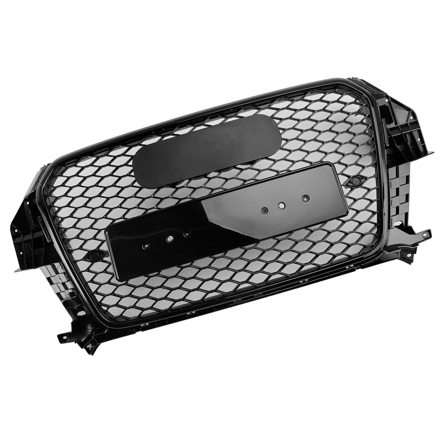 2011-2014 Audi Q3 RSQ3 Style Grille Gloss Black Front Bumper Honeycomb Mesh Grille With Ring Emblem