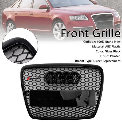 Audi 2004-2008 A6 C6 Front Black Grill Air Intak Radiator Bumper Hoenycomb Mesh Grille