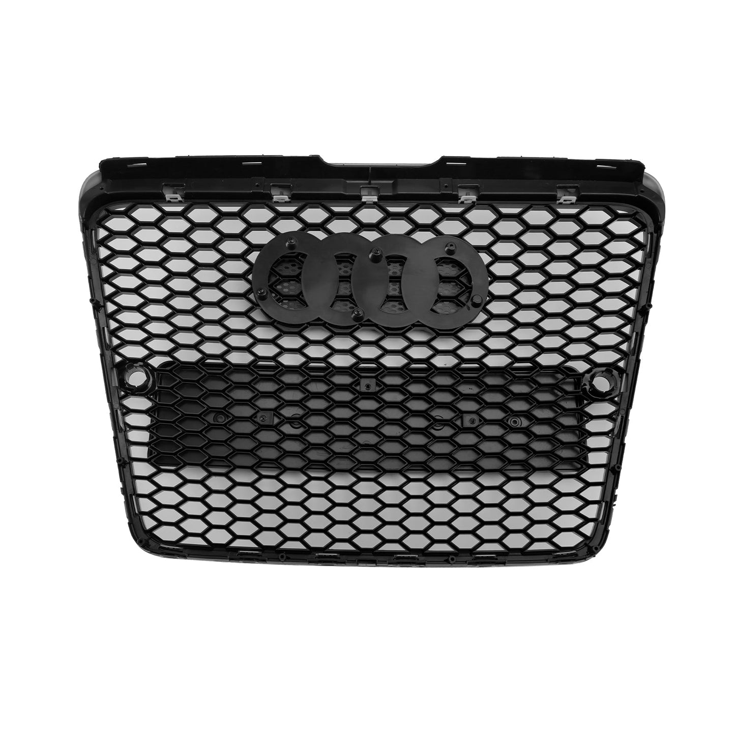 2004-2008 Audi A6 C6 Honeycomb Grill Front Bumper RS Style Black Grille With Ring Emblem