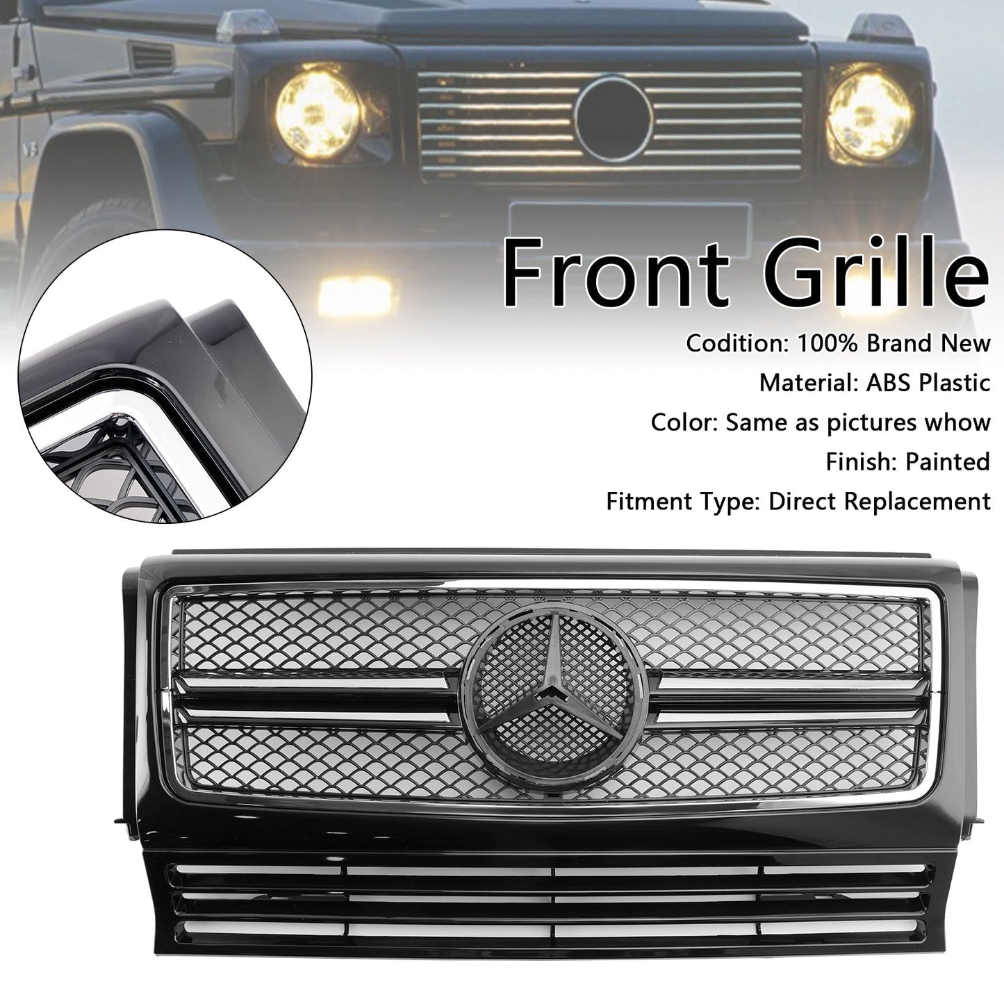 1990-2018 Mercedes Benz G-Class W463 Chrome Black Front Bumper Grill Grille