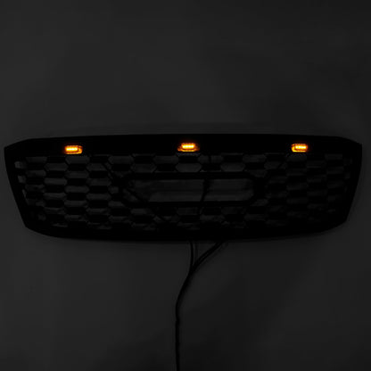 2005-2011 Toyota Hilux N70 Front Grill Honeycomb Matte Black Front Bumper Grille W/ LED + Letter