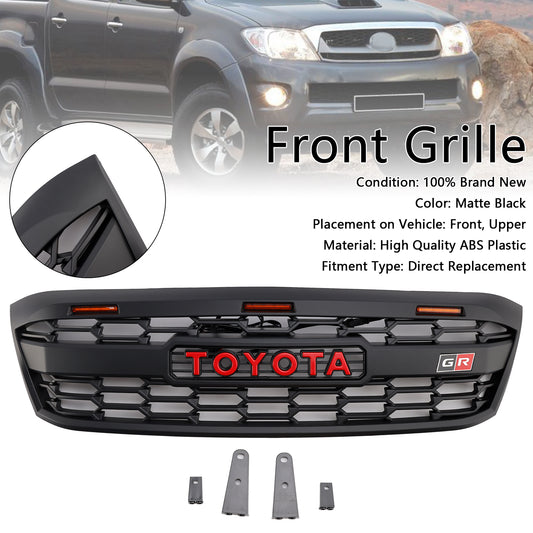 GR Style Grille For 2005-2011 Toyota Hilux N70 Black Front Bumper Upper Replacement Grill