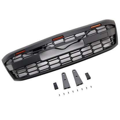 Toyota Hilux 2005-2011 N70 GR Style Grill Front Bumper Matte Black Replacement Grille W/ LED + Red Letter