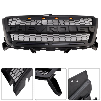 Chevy Colorado 2016-2020 Honecomb Grille Front Bumper Black Replacement Grill W/ LED Light