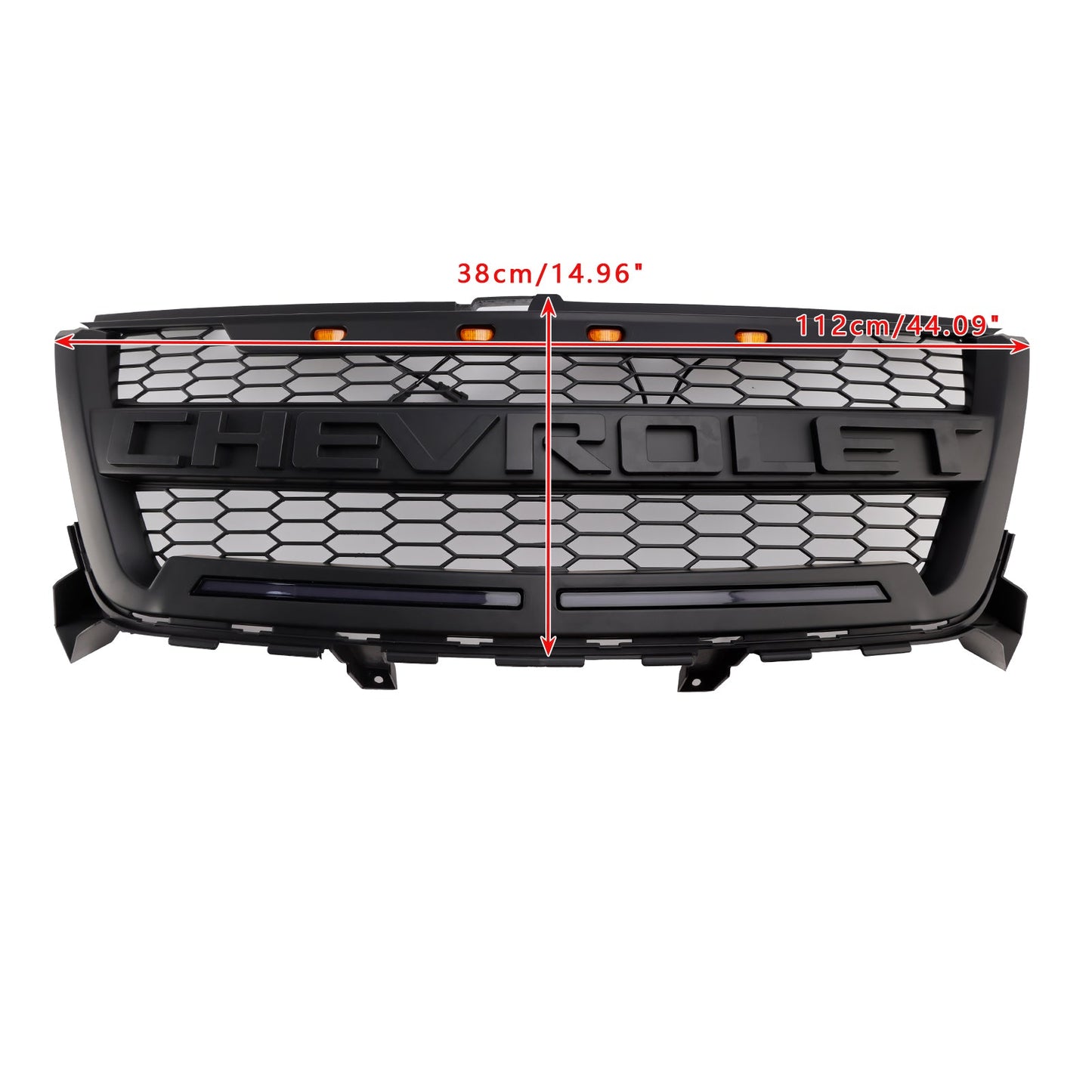2016-2020 Chevrolet Colorado Matte Black Front Grill Upper Bumper Honeycomb Grille With LED Light