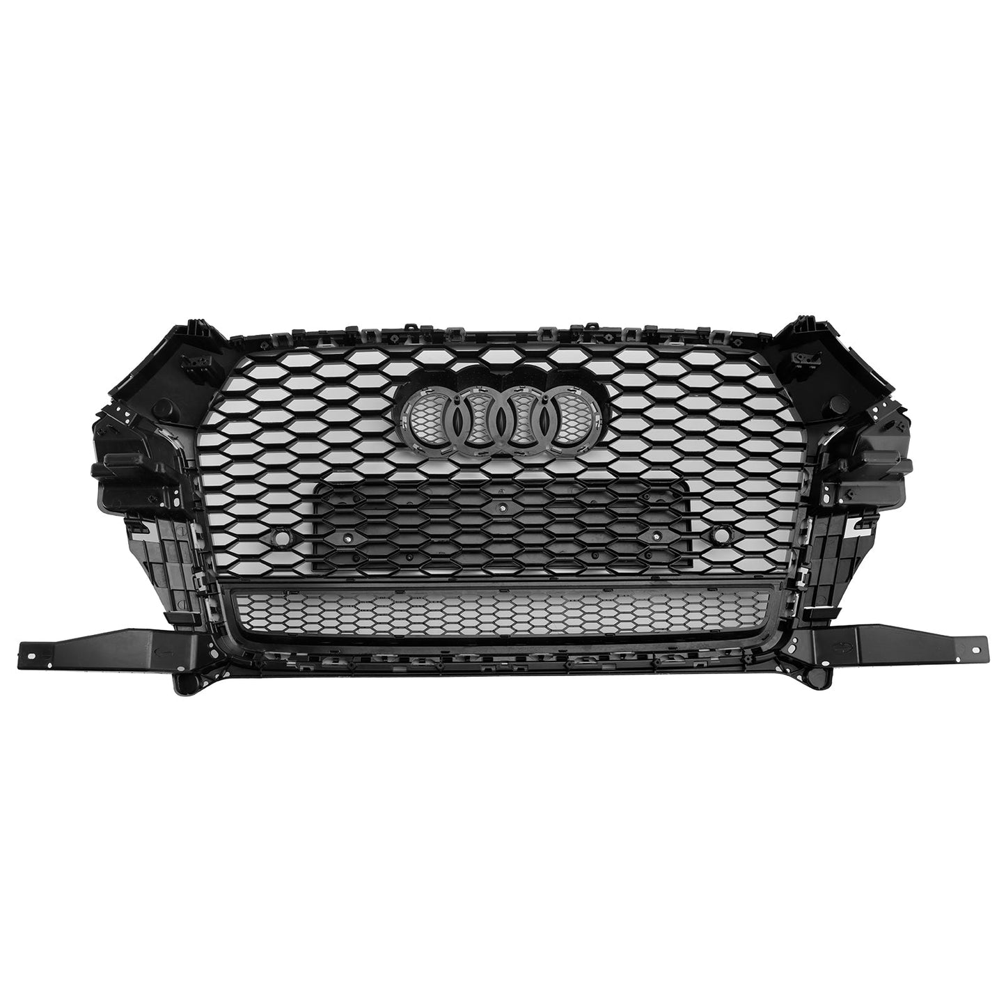 2016-2018 Audi Q3 / SQ3 RSQ3 Style Honeycomb Grill Front  Bumper Replacement Black Grille W/ Ring Embelm