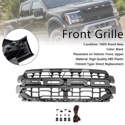 2024-2026 Ford F150 Lariat / King Ranch / Platinum Raptor Style Grille Front Bumper Black Grille W/ LED