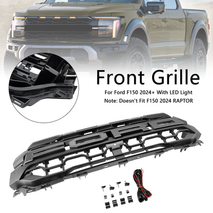 2024-2026 Ford F150 Lariat / King Ranch / Platinum Raptor Style Grille Front Bumper Black Grille W/ LED