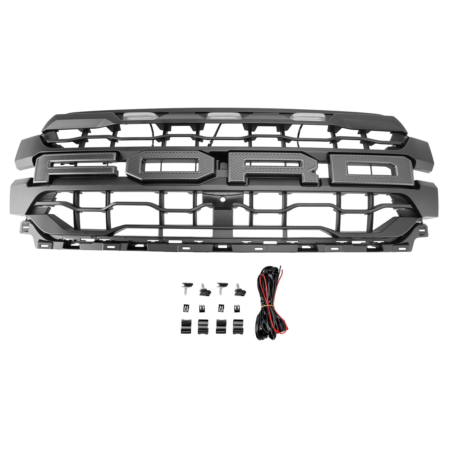 2024-2026 Ford F150 Lariat / King Ranch / Platinum Raptor Style Grille Front Bumper Black Grille W/ LED