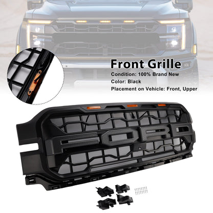 2024-2026 Ford F150 Lariat / King Ranch / Platinum Raptor Style Grille Front Bumper Black Grille W/ LED