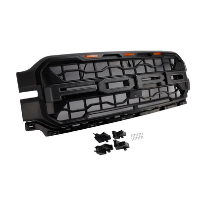 2024-2026 Ford F150 Lariat / King Ranch / Platinum Raptor Style Grille Front Bumper Black Grille W/ LED