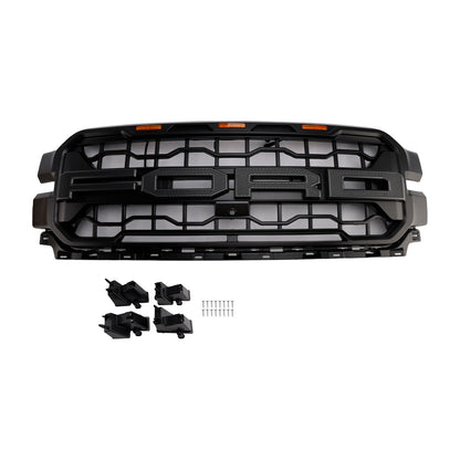 2024-2026 Ford F150 Lariat / King Ranch / Platinum Raptor Style Grille Front Bumper Black Grille W/ LED