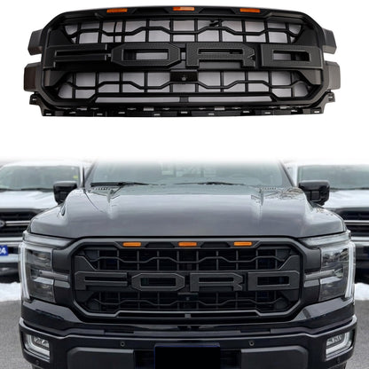 Ford F150 2024-2026 Front Grill Raptor Style Front Bumper Replacement Black Grille