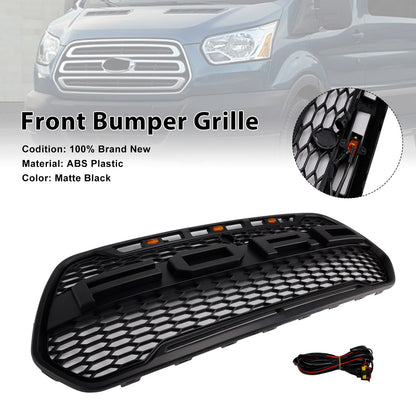 Ford Transit 150 250 350 350H 2015-2019 Front Raptor Grille Black Front Bumper Honeycomb Grill With LED