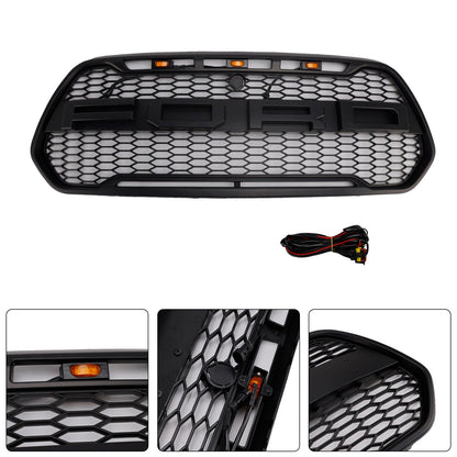 Ford Transit 150 250 350 350H 2015-2019 Front Raptor Grille Black Front Bumper Honeycomb Grill With LED