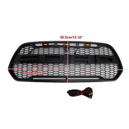 Ford Transit 150 250 350 350H 2015-2019 Front Raptor Grille Black Front Bumper Honeycomb Grill With LED