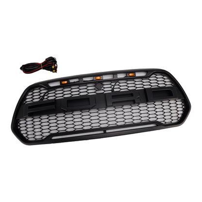 Ford Transit 150 250 350 350H 2015-2019 Front Raptor Grille Black Front Bumper Honeycomb Grill With LED