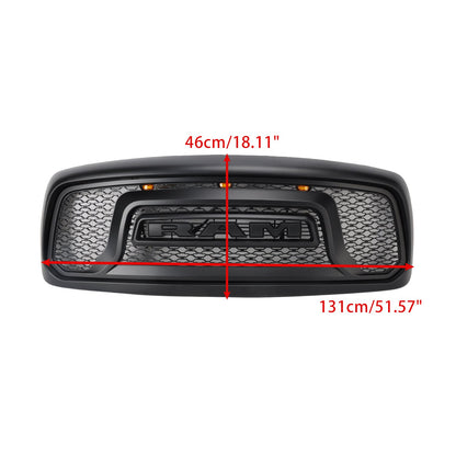 Dodge RAM 1500 2002-2005 Big Horn Style Grill Fron Bumper Black Replacement Grille W/ LED & RAM Letter
