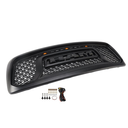 Dodge RAM 1500 2002-2005 Big Horn Style Grill Fron Bumper Black Replacement Grille W/ LED & RAM Letter