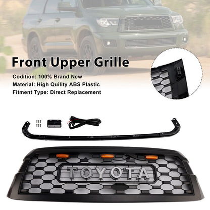 Toyota Sequoia 2019-2021 TRD PRO Grille Front Bumber Black Replacement Grill With Letter & LED