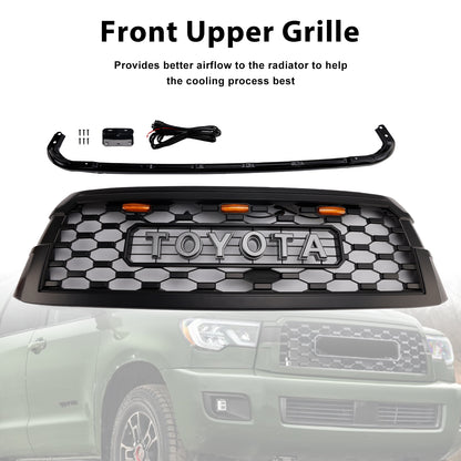 Toyota Sequoia 2019-2021 TRD PRO Grille Front Bumber Black Replacement Grill With Letter & LED