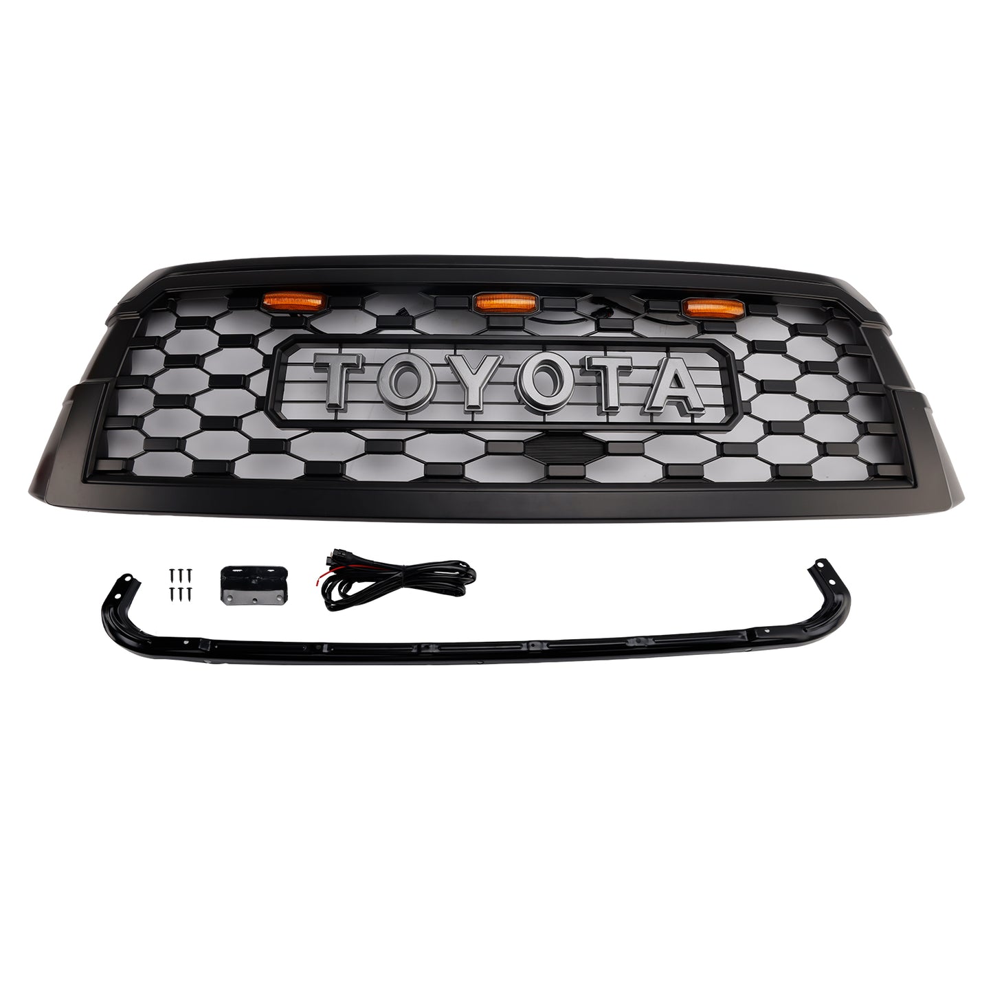 Toyota Sequoia 2019-2021 TRD PRO Grille Front Bumber Black Replacement Grill With Letter & LED