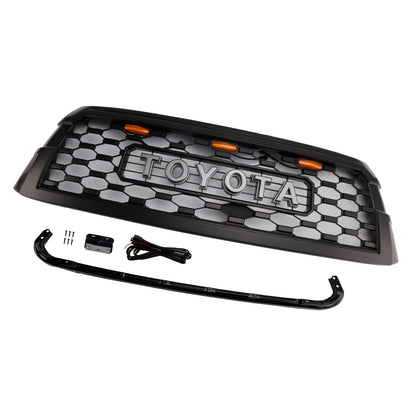 Toyota Sequoia 2019-2021 TRD PRO Grille Front Bumber Black Replacement Grill With Letter & LED