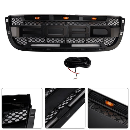 2001-2003 Ford Ranger Raptor Style Grille Front Bumper Replacement Black Grill W/ LED Light