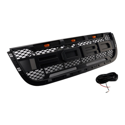 2001-2003 Ford Ranger Raptor Style Grille Front Bumper Replacement Black Grill W/ LED Light