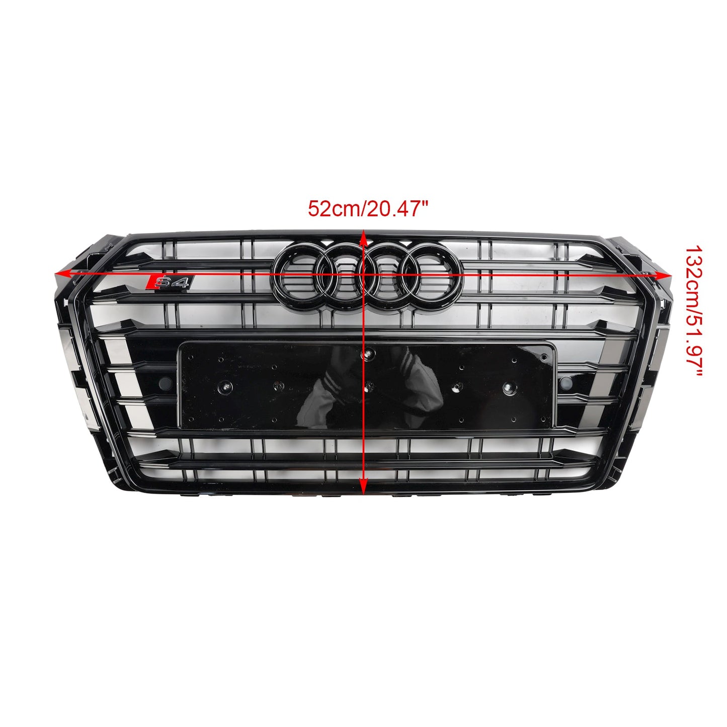 2016-2019 Audi A4/ A4 Sline/ S4 B9 Front Bumper Slat Black Grill W/ Ring Emblem S4 Style Grille