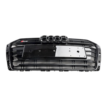 2016-2019 Audi A4/ A4 Sline/ S4 B9 Front Bumper Slat Black Grill W/ Ring Emblem S4 Style Grille