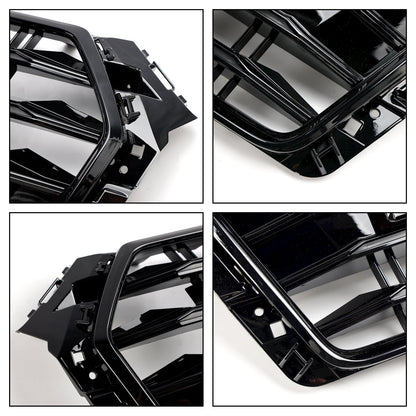 2016-2019 Audi A4/ A4 Sline/ S4 B9 Front Bumper Slat Black Grill W/ Ring Emblem S4 Style Grille