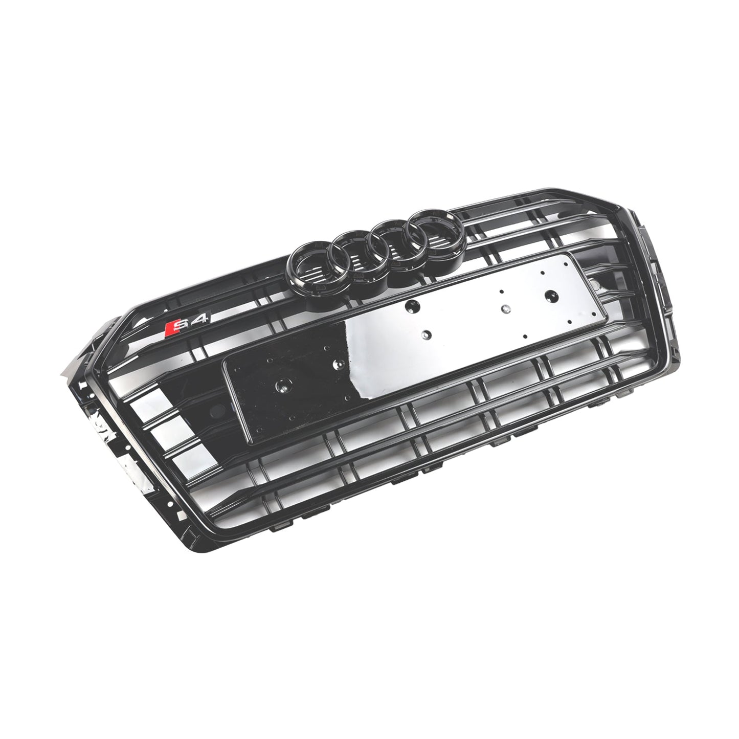 2016-2019 Audi A4/ A4 Sline/ S4 B9 Front Bumper Slat Black Grill W/ Ring Emblem S4 Style Grille