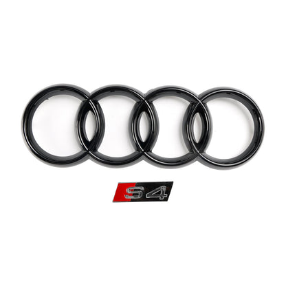 2016-2019 Audi A4/ A4 Sline/ S4 B9 Front Bumper Slat Black Grill W/ Ring Emblem S4 Style Grille
