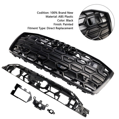 2019-2023 Audi A6 / A6 Sline / S6 C8 Front Bumper Mesh Black Grille W/ Black Ring Emblem S6 Style Grille