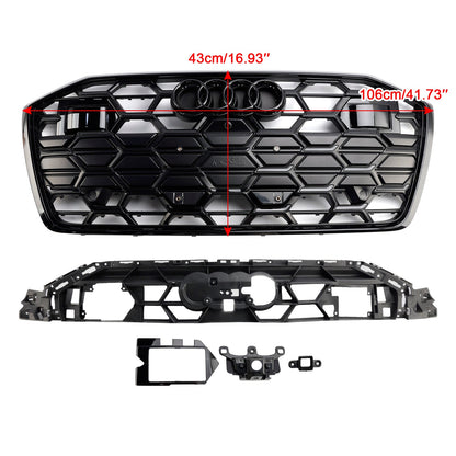 2019-2023 Audi A6 / A6 Sline / S6 C8 S6 Honeycomb Style Grill Black Front Bumper Grille W/ Black Emblem
