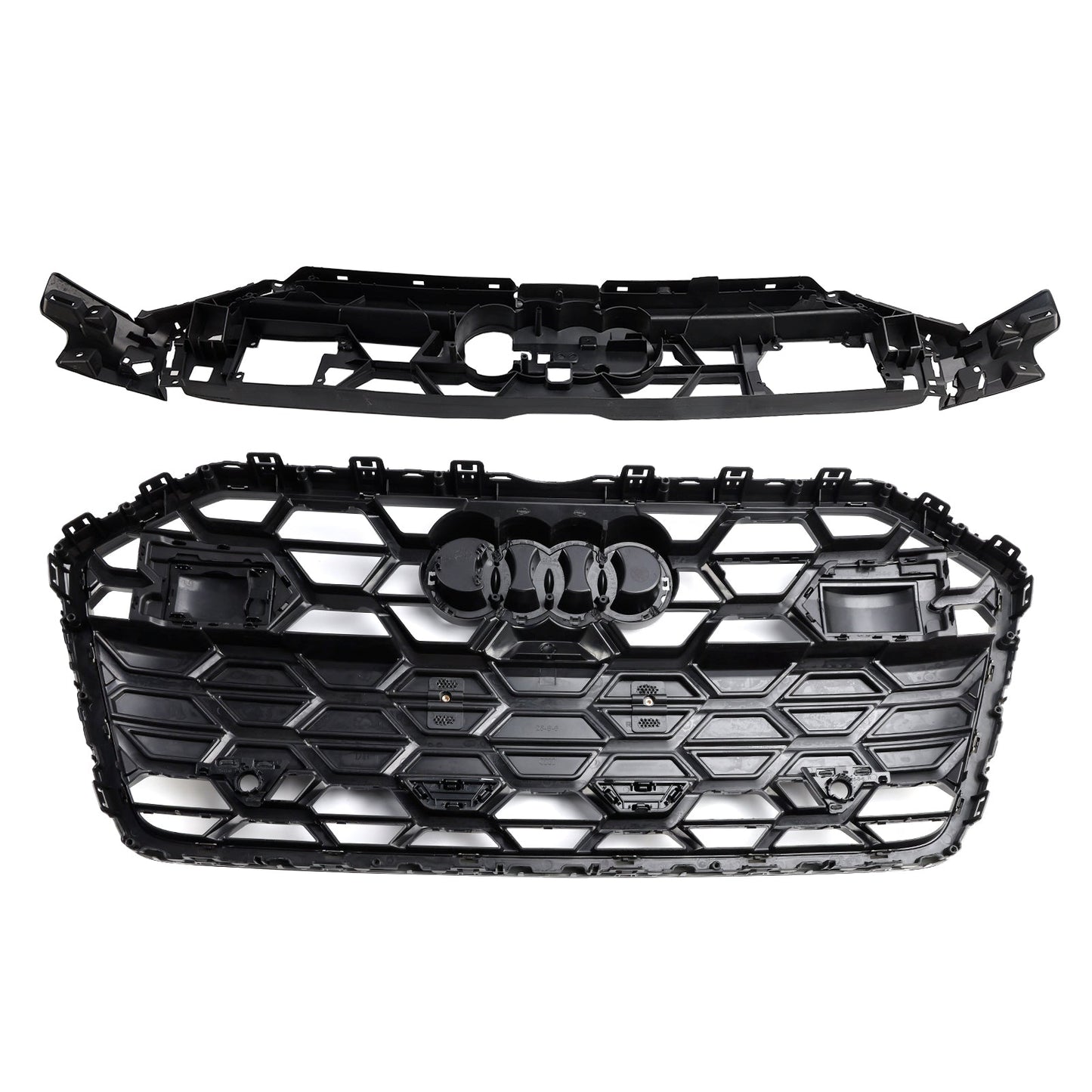 2019-2023 Audi A6 / A6 Sline / S6 C8 Front Bumper Mesh Black Grille W/ Black Ring Emblem S6 Style Grille