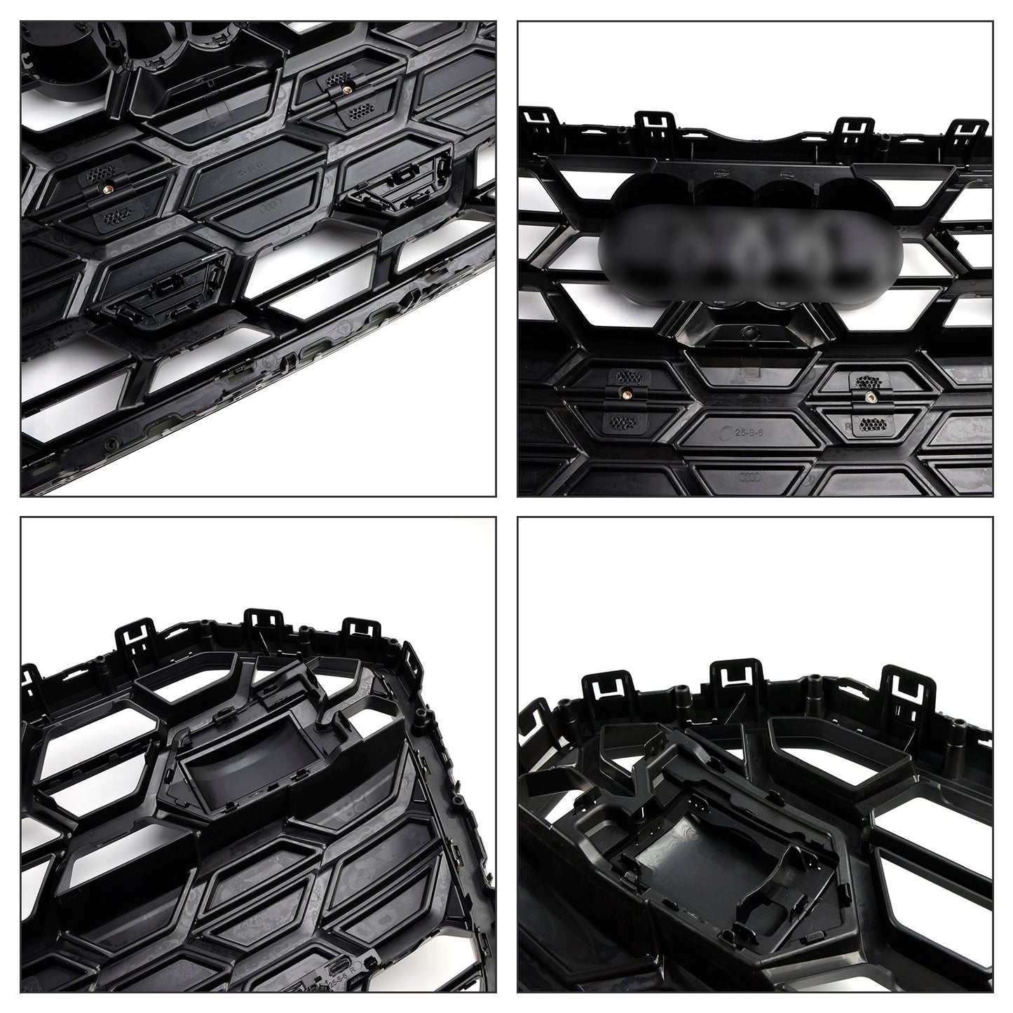 2019-2023 Audi A6 / A6 Sline / S6 C8 Front Bumper Mesh Black Grille W/ Black Ring Emblem S6 Style Grille
