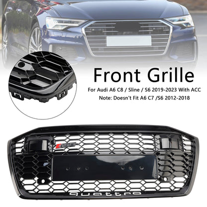 2019-2023 Audi A6 C8 S6 W/ACC RS6 Style Honeycomb Mesh Front Grill Grille