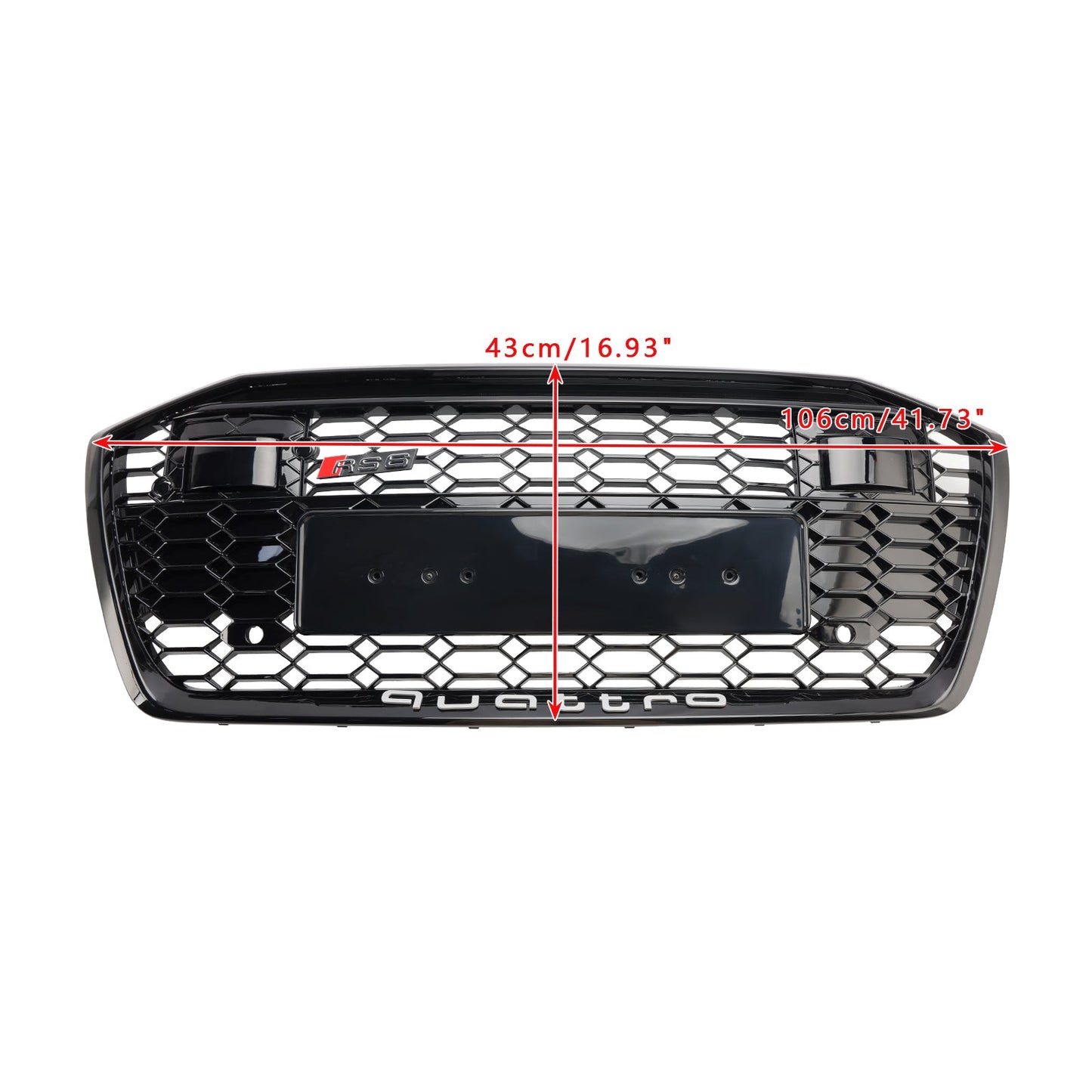 2019-2023 Audi A6 / A6 Sline / S6 C8 RS6 Style Honeycomb Grill Front Bumper Glossy Black Grille W/ACC