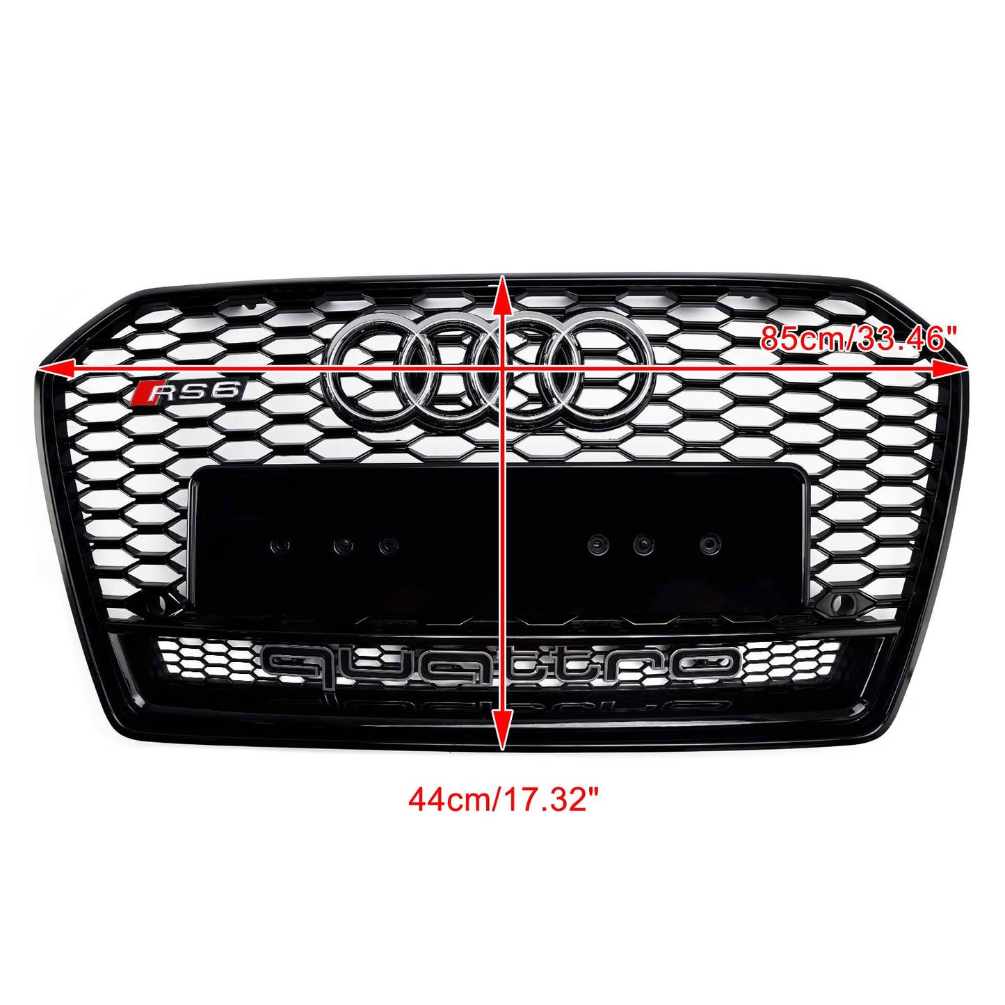 2015-2018 Audi A6 /A6 Sline /S6 Front Bumper Honeycomb Black Grill W/ Ring Emblem RS6 Quattro Style Grille