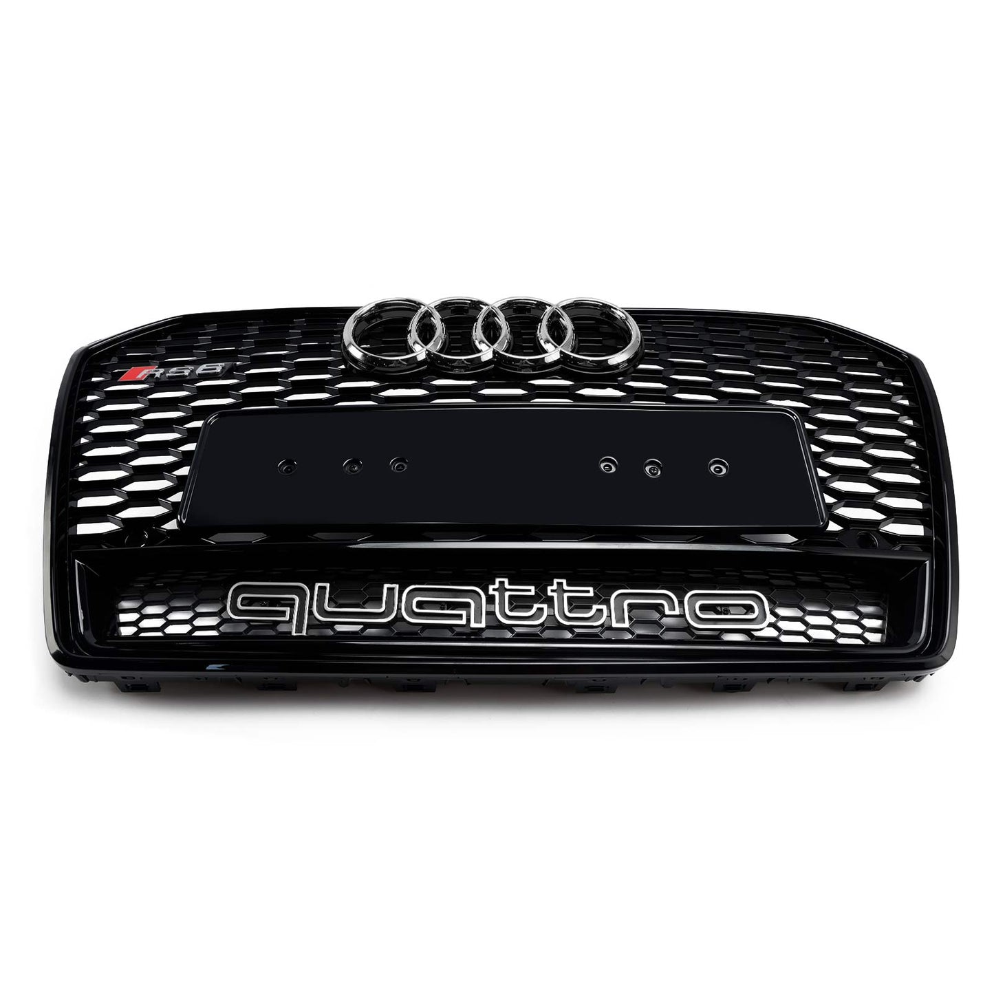 2015-2018 Audi A6 / S6 C7 Facelift RS6 Style Honeycomb Mesh Front Grill Black Grille W/ Sliver Emblem
