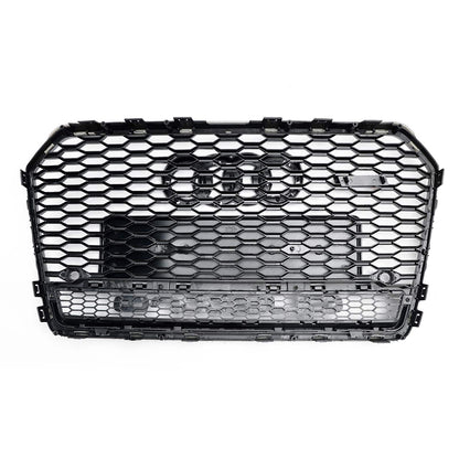 2015-2018 Audi A6 / S6 C7 Facelift RS6 Style Honeycomb Mesh Front Grill Black Grille W/ Sliver Emblem