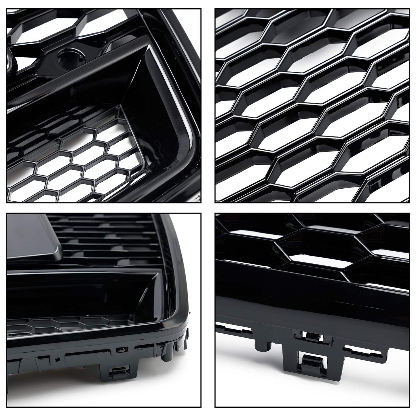 2015-2018 Audi A6 / S6 C7 Facelift RS6 Style Honeycomb Mesh Front Grill Black Grille W/ Sliver Emblem