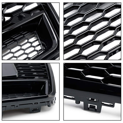 2015-2018 Audi A6 / S6 C7 Facelift RS6 Style Honeycomb Mesh Front Grill Black Grille W/ Sliver Emblem