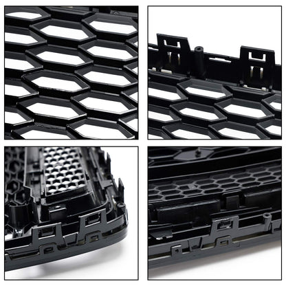 2015-2018 Audi A6 / S6 C7 Facelift RS6 Style Honeycomb Mesh Front Grill Black Grille W/ Sliver Emblem