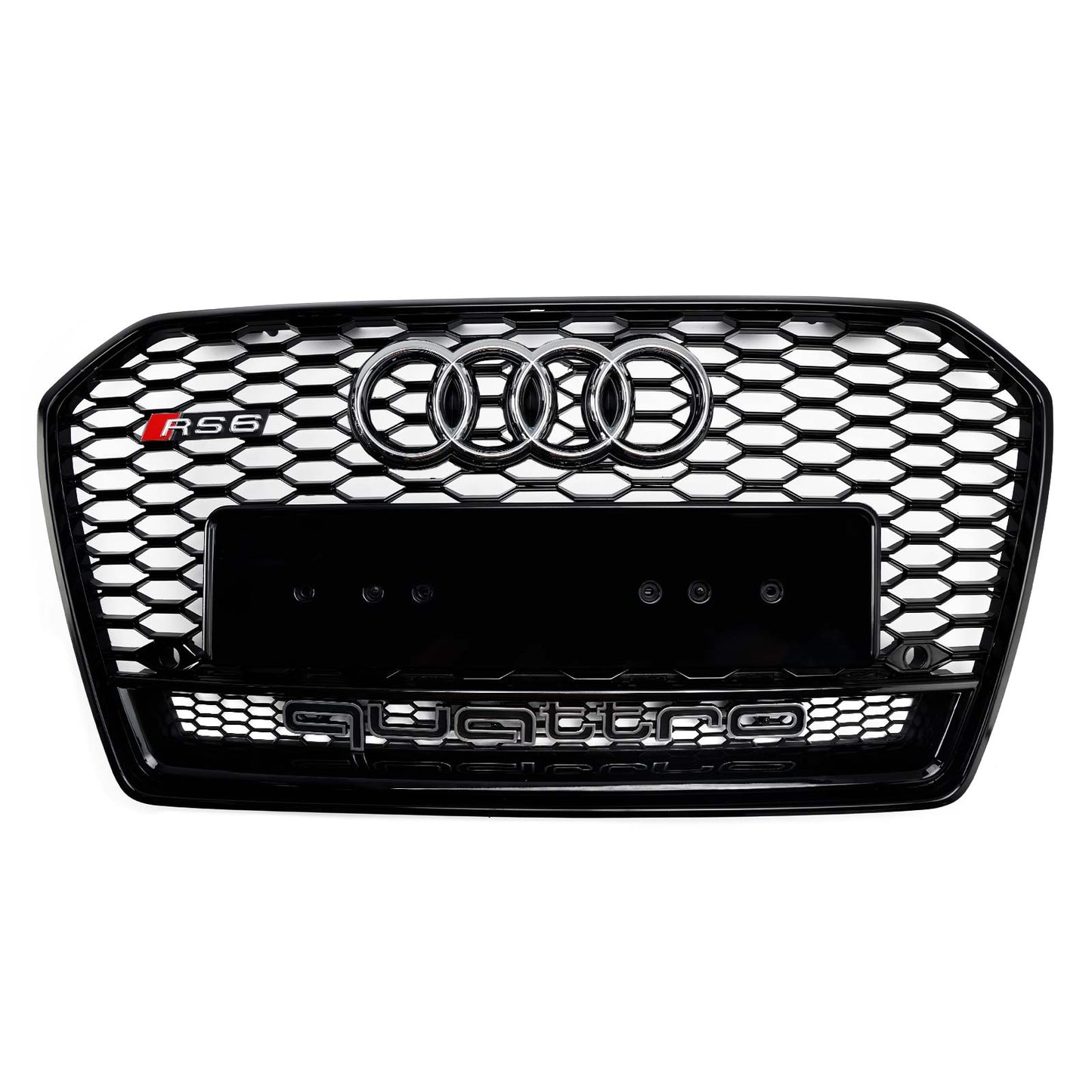 2015-2018 Audi A6 / S6 C7 Facelift RS6 Style Honeycomb Mesh Front Grill Black Grille W/ Sliver Emblem