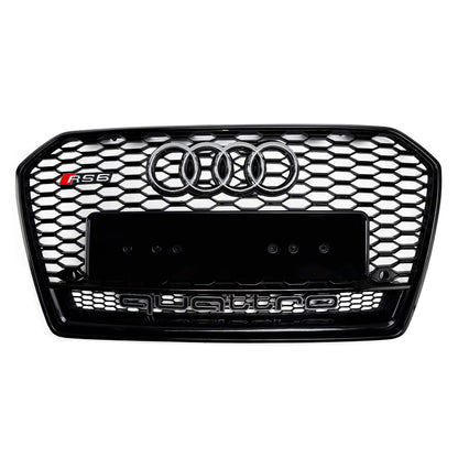2015-2018 Audi A6 / S6 C7 Facelift RS6 Style Honeycomb Mesh Front Grill Black Grille W/ Sliver Emblem